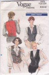 7573 EZ VOGUE 1-2 BREASTED BACK BELT VEST PATTERN 8-12 uncut